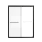 Double Sliding Shower Door with Explosion-Proof Safety Film and Stainless Steel Handle, Panel for Bathroom, 48" L x 0.5" W x 72" H, Matt Black