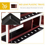 54" 2-Story Weatherproof Stackable Elevated Wooden Rabbit Hutch with Enclosed Run and Pull-Out Trays