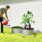 Set of 2 Raised Garden Bed, Metal Planter Box with Safety Edging, Easy-to-assemble Stock Tank 3'x3'x1.4' Silver