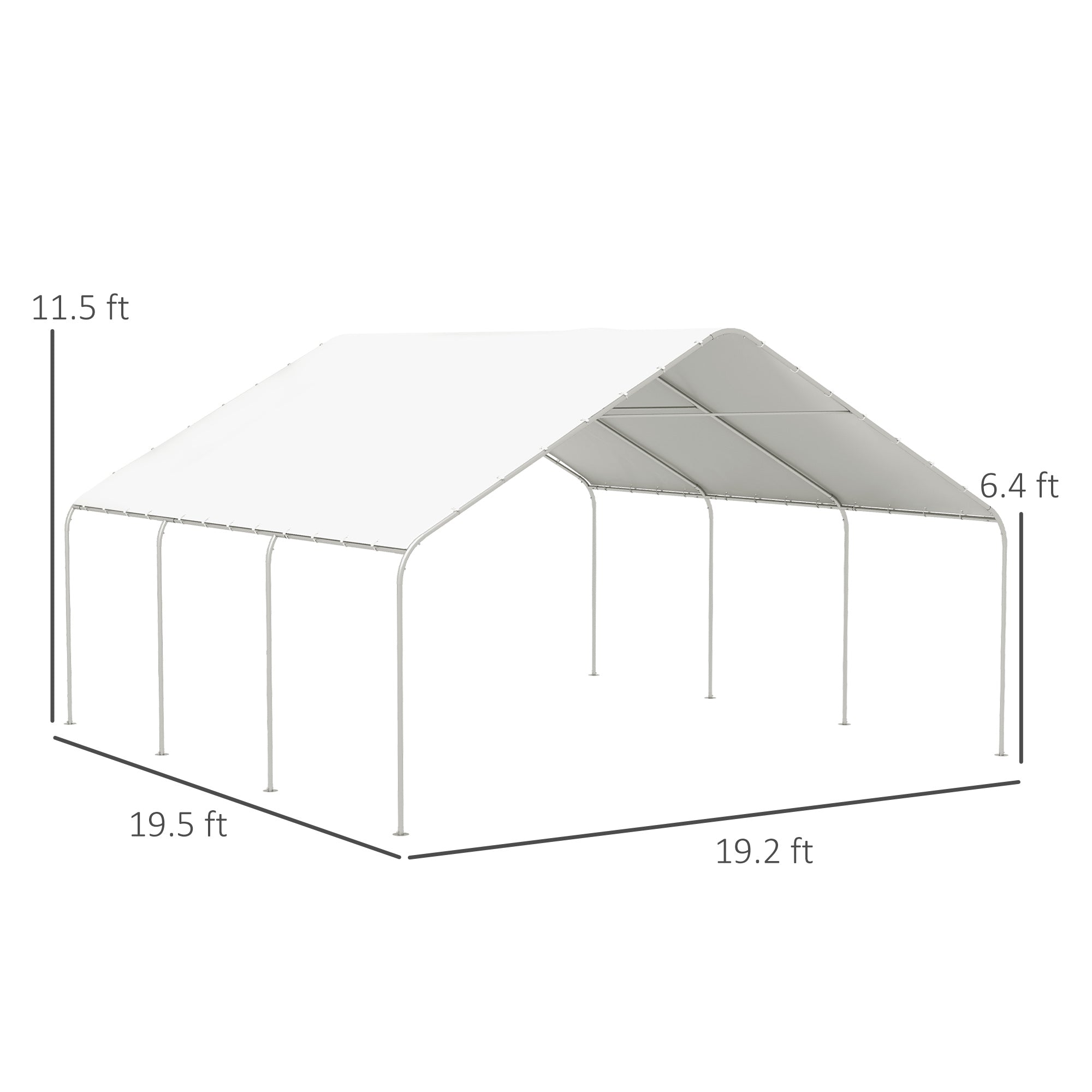 19' x 19.5' Carport, Portable Garage and Patio Canopy Tent, Anti-UV Cover for Car, Truck, Boat, Catering, Wedding