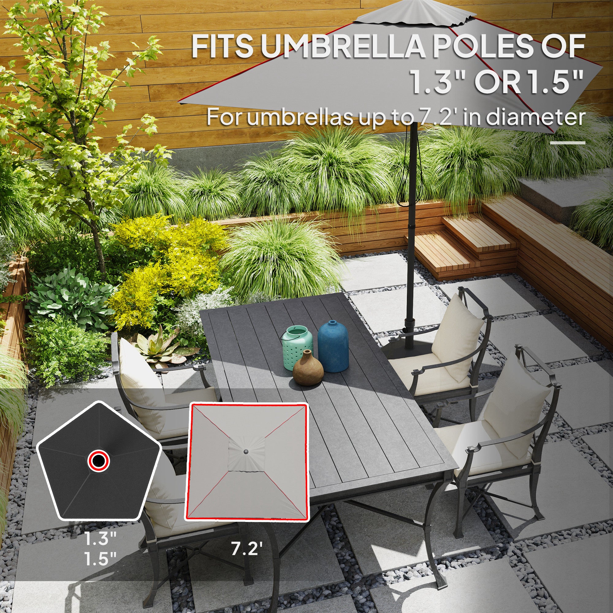 Patio Umbrella Base Holder, Heavy Duty Outdoor Umbrella Stand Base, Filled Up to 42lbs with Sand or 33lbs with Water for Garden, Poolside, Black