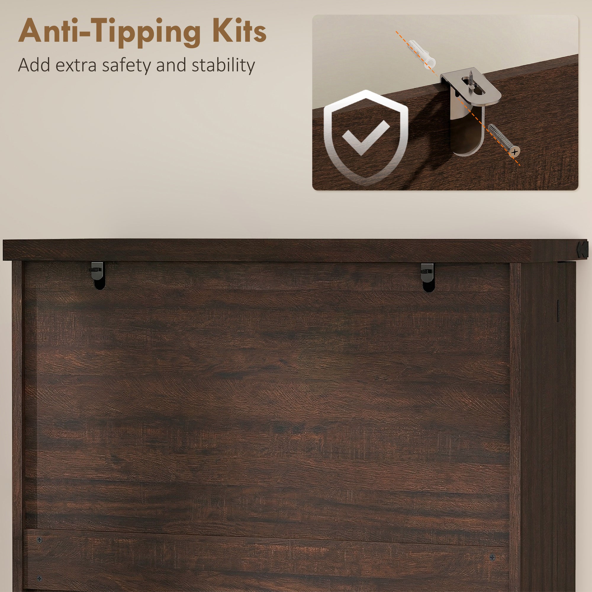 72" Tall Kitchen Pantry Cabinet, Farmhouse Storage Cabinet with 8 Door Racks and Adjustable Shelves, Brown