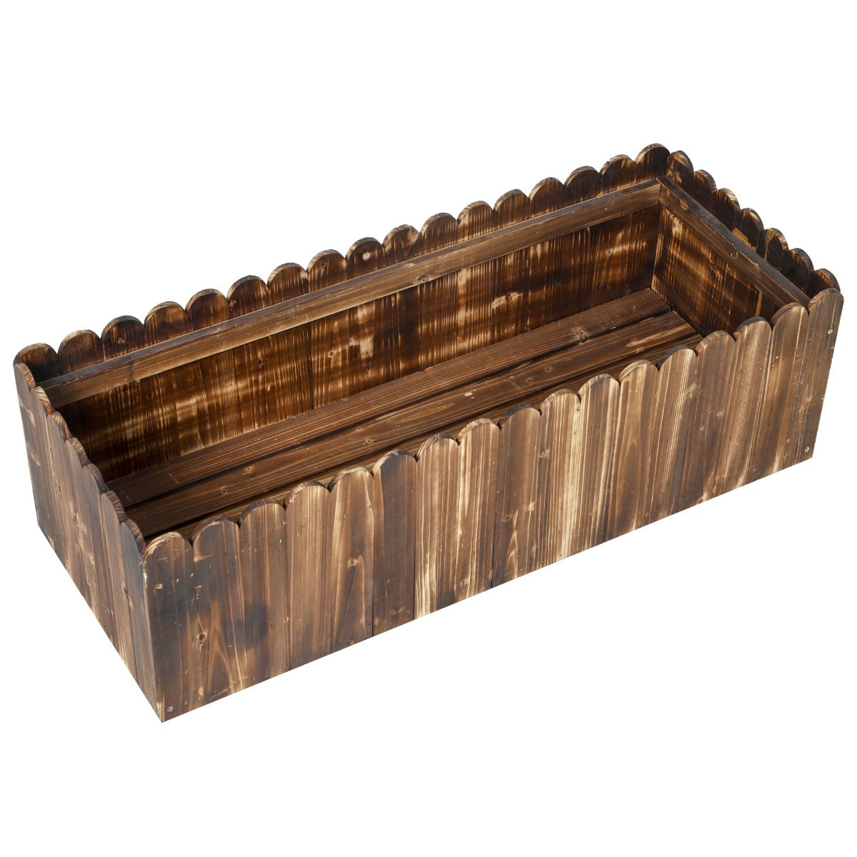 40" x 16" x 12" Raised Planter Box Garden Scalloped Edge Wooden