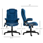 6 Point Executive Office Chair with Heat, Velvet High Back Vibrating Massage Office Chair, Drak Blue