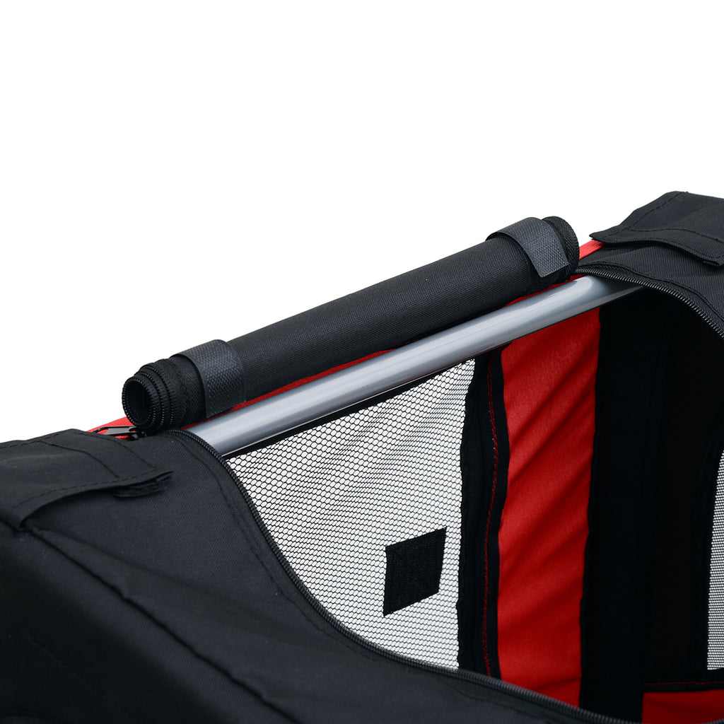 Dog Bike Trailer, Pet Wagon Bicycle Trailer with Easy Folding Cart Frame, 20" Large Rubber Wheels, 3 Entrances, Mesh Screen, Pet Bike Trailer for Off-Road & Travel, Red and Black