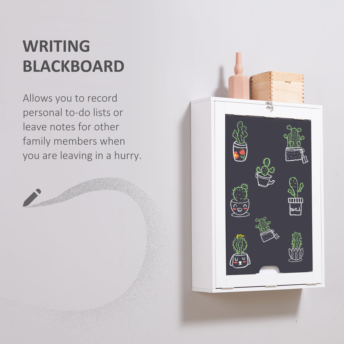 Wall Mounted Foldable Desk with a Blackboard, Fold Out Convertible Floating Desk with Shelves, White