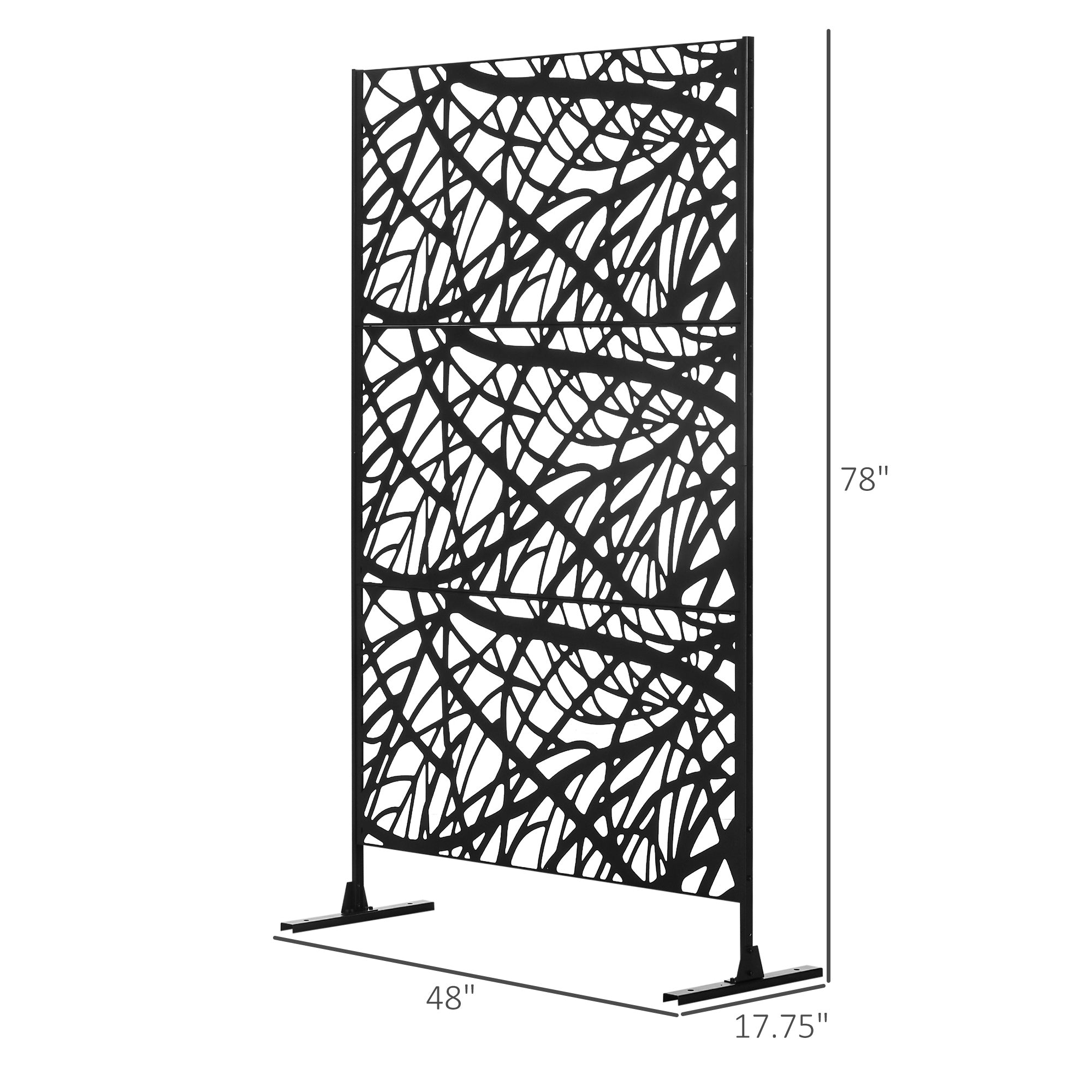 Decorative Outdoor Privacy Screen, See-Through Outdoor Divider/Separator with Twisted Branch Motif for Fun Shadows or Climbing Plant Trellis, Fence Panel for Garden Walkway, Backyard, 6.5FT