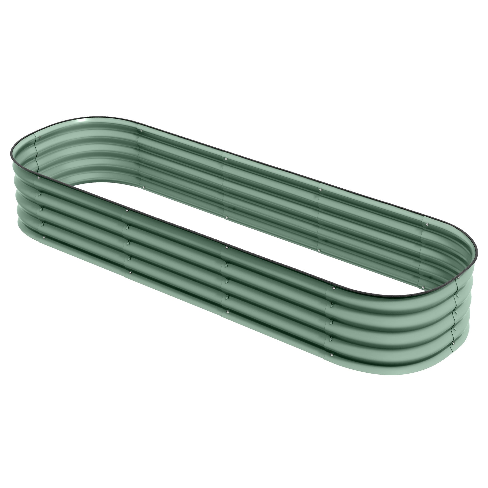 6.4' x 2' x 1' Galvanized Raised Garden Bed Kit, Metal Planter Box with Safety Edging, Green
