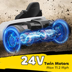 24V Electric Go Kart with Dual 150W Motors, Adjustable Seat & 11.2MPH High Speed, Slow Start, 5-Point Harness, White