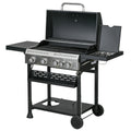 4 Burner Propane Gas Grill with Side Burner, 40,000 BTU Outdoor Barbeque with Shelves, Thermometer, Bottle Opener, Black