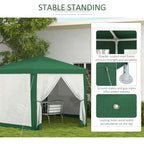 13' x 11' Outdoor Party Tent, Hexagon Sun Shade Shelter Canopy w/ Protective Mesh Sidewalls, Ropes & Stakes, Green