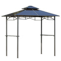 8' x 5' Barbecue Grill Gazebo Tent, Outdoor BBQ Canopy with Side Shelves, and Double Layer PC Roof, Brown