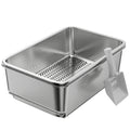 Stainless Steel Litter Box, XL Sifting Cat Litter Box for Medium, Large Cat, Non-Sticky, Odour Free, Easy Clean, Silver