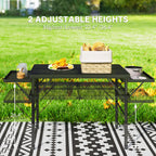 Folding Camping Table, 4.5ft Portable Table with 2 Wing Panels, Height Adjustable Metal Picnic Table
