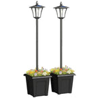 63" Solar Lamp Post Lights 2 Pack, Waterproof LED Solar Light Posts with Planter, Black
