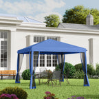 10' x 10' Pop Up Canopy Tent with Netting, Instant Gazebo, Screen House Room with Carry Bag, Height Adjustable, for Outdoor, Garden, Patio, Camping, Blue