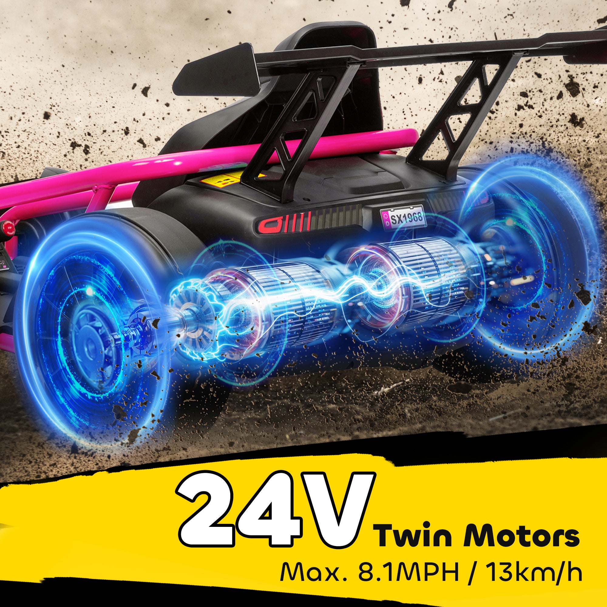 24V 7AH Kids Electric Go Kart, 8.1 MPH Battery Powered Drift Kart with Dual Motors, Soft Start for 8-12 Years, Pink