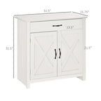 Farmhouse Sideboard Cabinet with Barn Doors Kitchen Buffet Cabinet with Drawer and Adjustable Shelf Stone White Wash