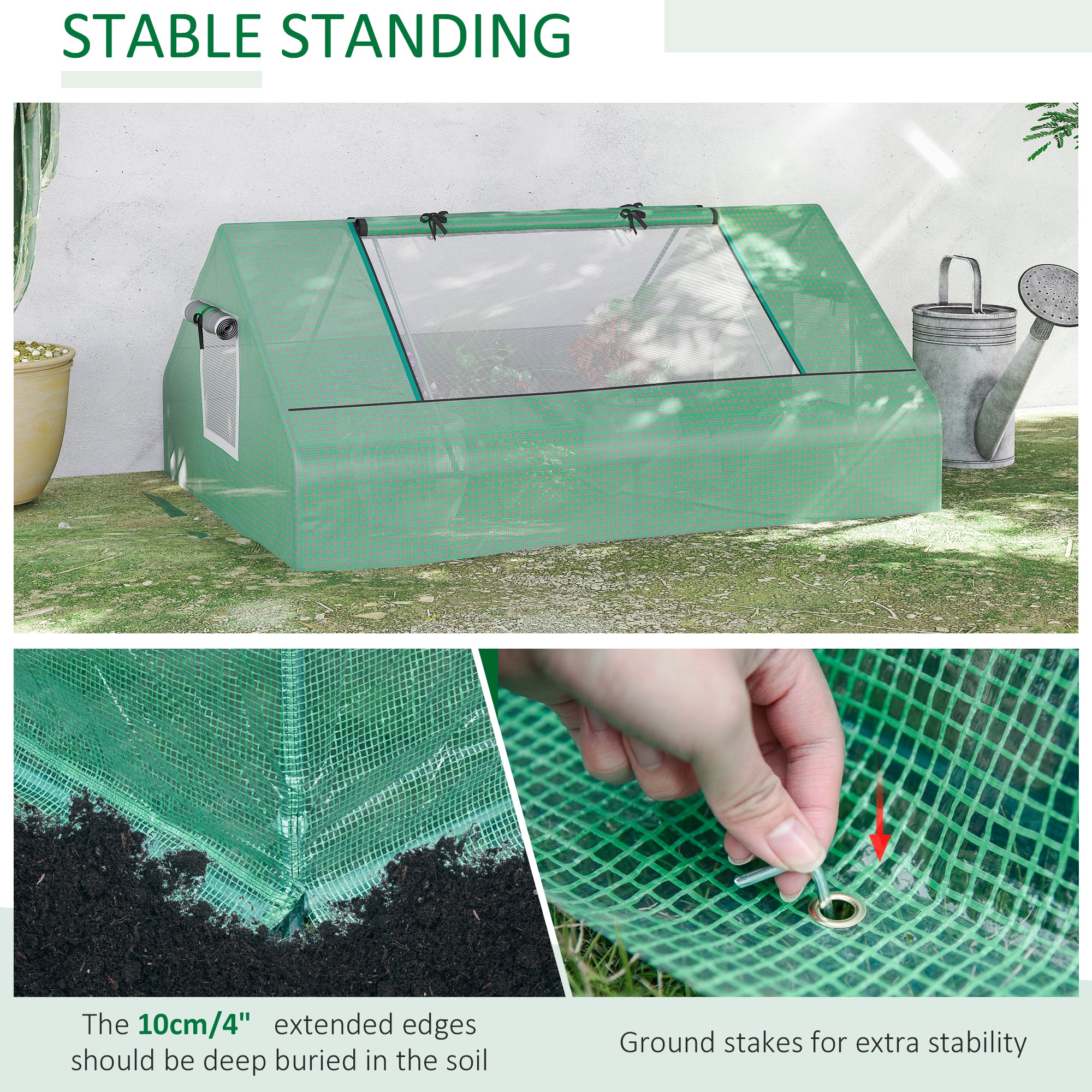 71" x 55" x 32" Mini Greenhouse, Small Green House, Garden Planting Shed, Outdoor Flower Planter Warm House with Zipper Windows, Green