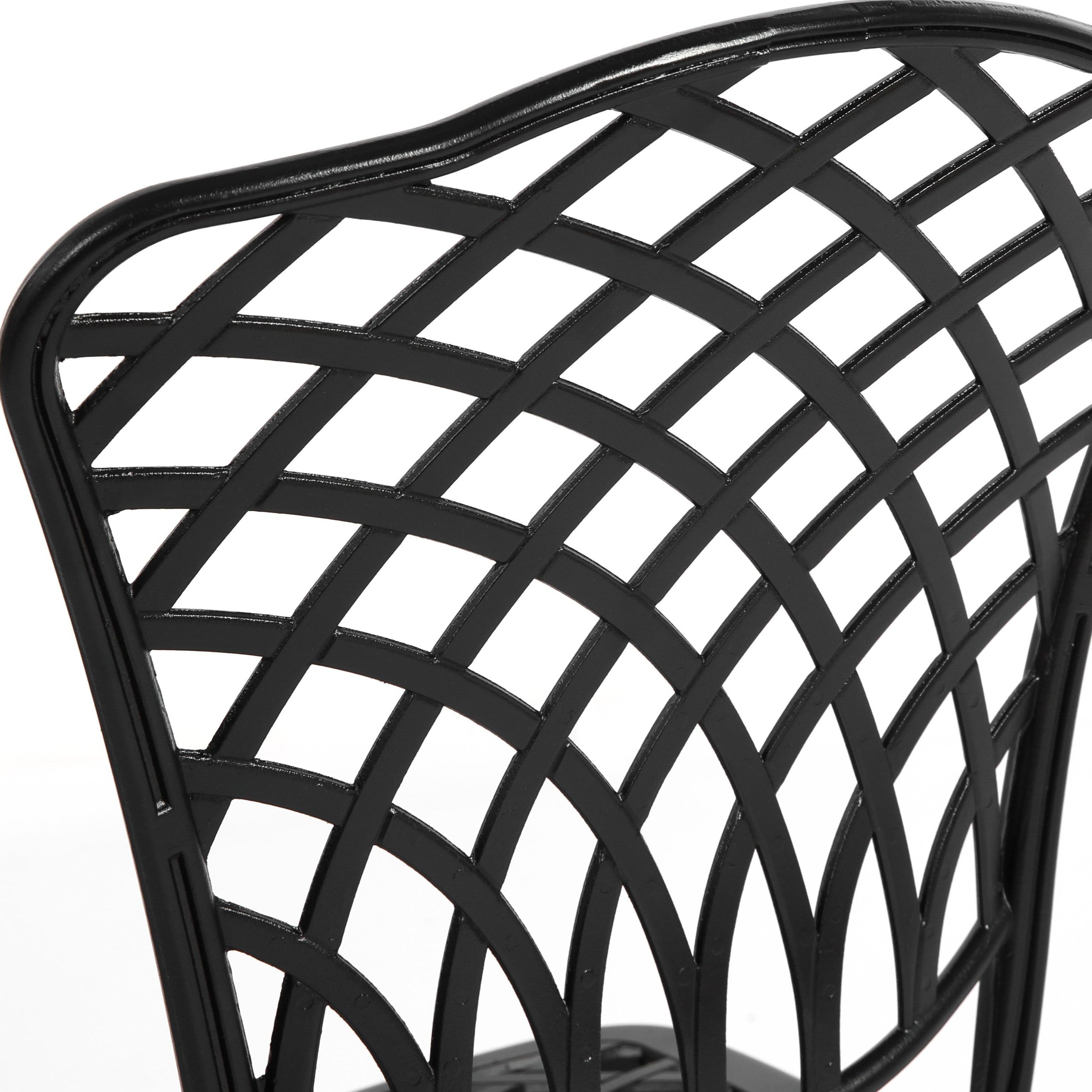 3-Piece Bistro Set with 2 Chairs and 1 Round Table, Seat Cushions, Rustproof Cast Aluminum Patio Furniture for Garden, Patio, Balcony, Black