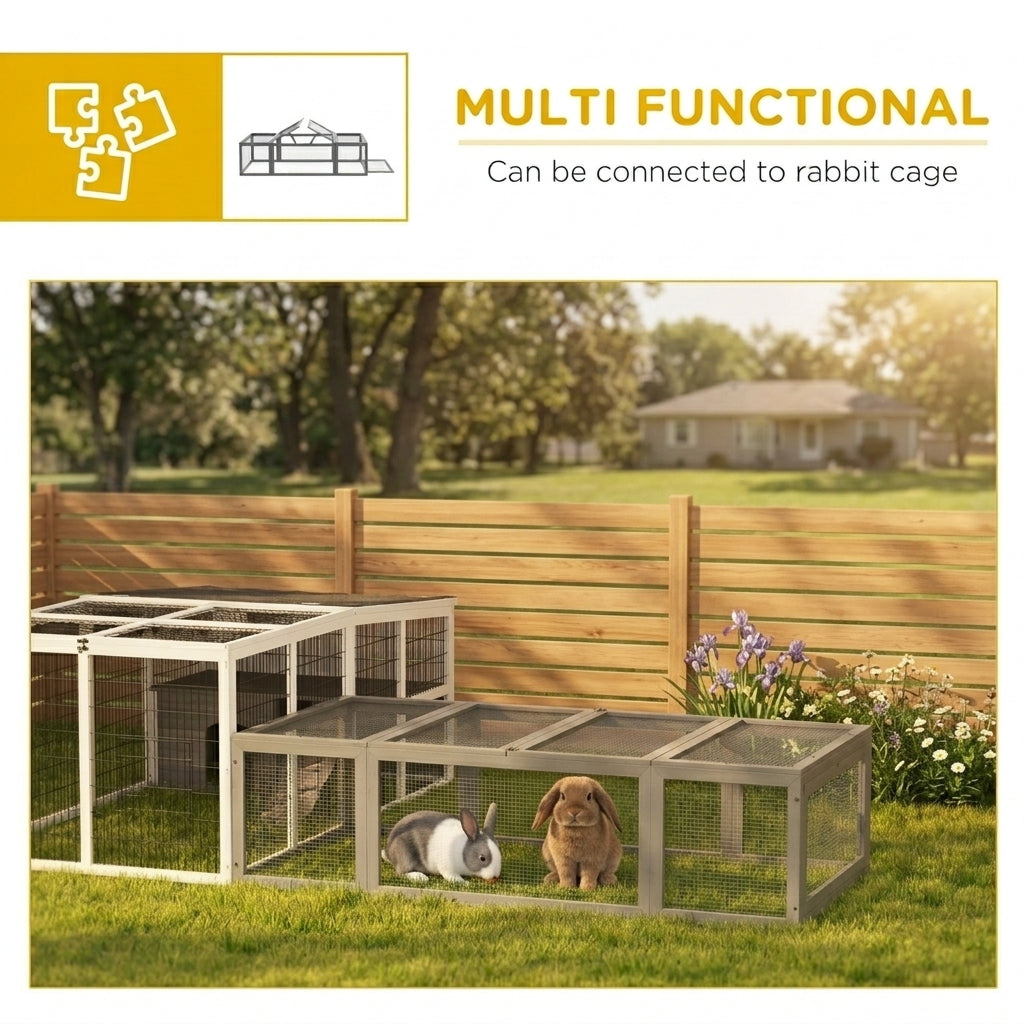 Large Wooden Rabbit Hutch Small Animal Habitat Enclosure Outdoor Run and Lockable Doors - Gray