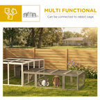 Large Wooden Rabbit Hutch Small Animal Habitat Enclosure Outdoor Run and Lockable Doors - Gray