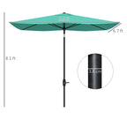 6.5' x 10' Rectangular Market Umbrella, Patio Outdoor Table Umbrella with Crank and Push Button Tilt, Teal