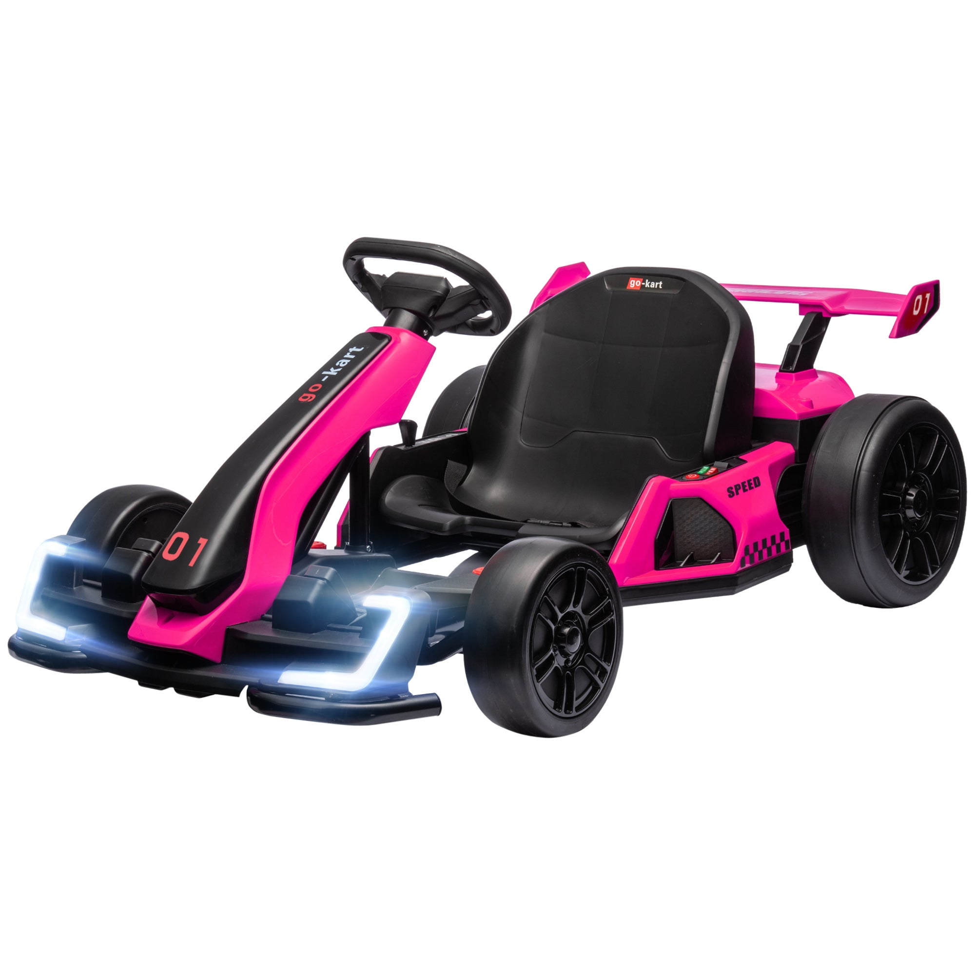 24V 7.5 MPH Electric Go Kart with Adjustable Seat, Slow Start, Pink