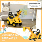 2 in 1 Ride On Toy Digger Digger Tractor Pulling Cart Pretend Play Construction Truck