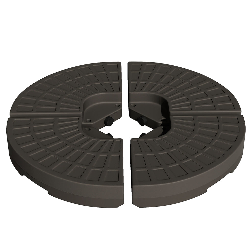 4 Pieces Cantilever Patio Umbrella Base, Fan Shaped Umbrella Weight w/ Built-In Handles & Rugged Material, 148 lbs Water and 220 lbs Water and Sand, Coffee