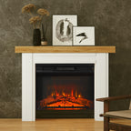 Modern Fireplace Mantel, Freestanding Fireplace Surround with Leg for Electric Fireplaces, 51.2" W x 40.6" H, Natural Wood