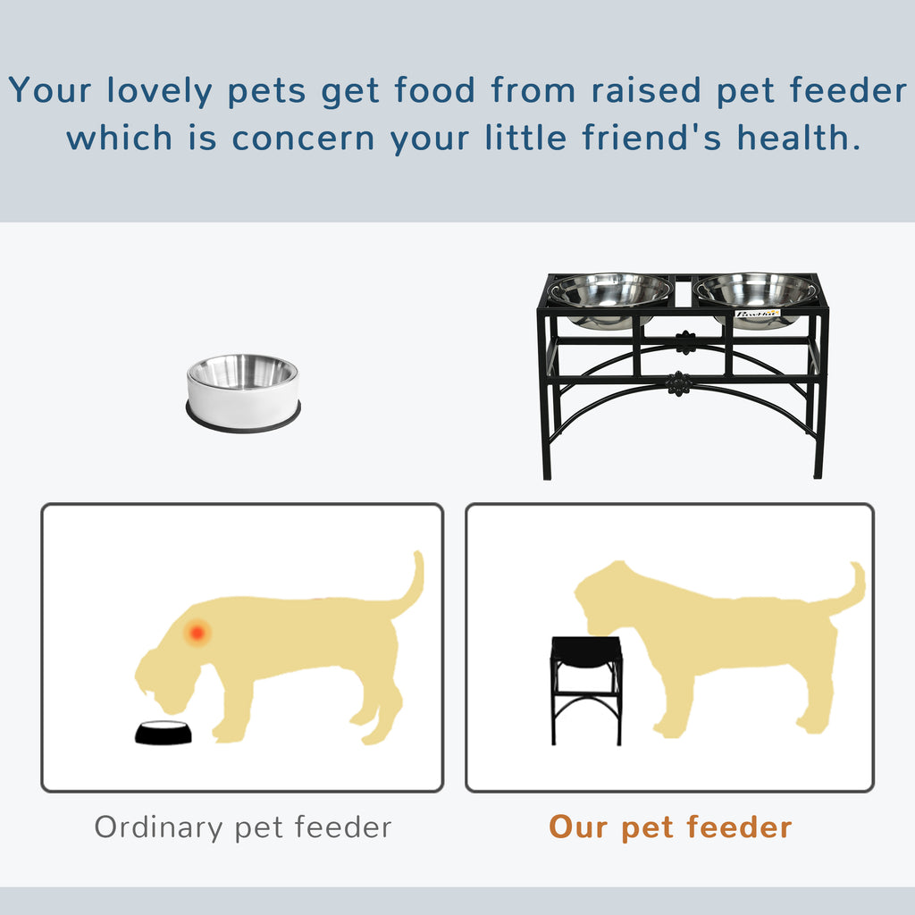 Elevated Dog Bowls, Double Stainless Steel Heavy Duty Dog Food Bowl Elevated Pet Feeding Station, 14" H