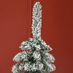 6' Tall Unlit Slim Pencil Xmas Tree, Snow Flocked Artificial Christmas Tree with Realistic Branches and 603 Tips, Green