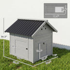 Duck Coop, Wooden Duck House with Openable Roof & Double Doors, Light Gray