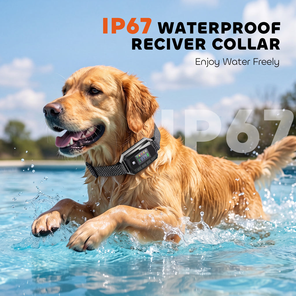 GPS Dog Training Collar IP67 Waterproof E Collar Remote Rechargeable Black