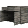 Outdoor Storage Cabinet, Waterproof PE Rattan Cabinet with Drawer for Indoor, Outdoor Swimming Pool, Gray