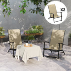 Set of 2 Outdoor Dining Chairs with High Back, Armrests, Folding Patio Chairs for Patio, Lawn, Camping, Beige