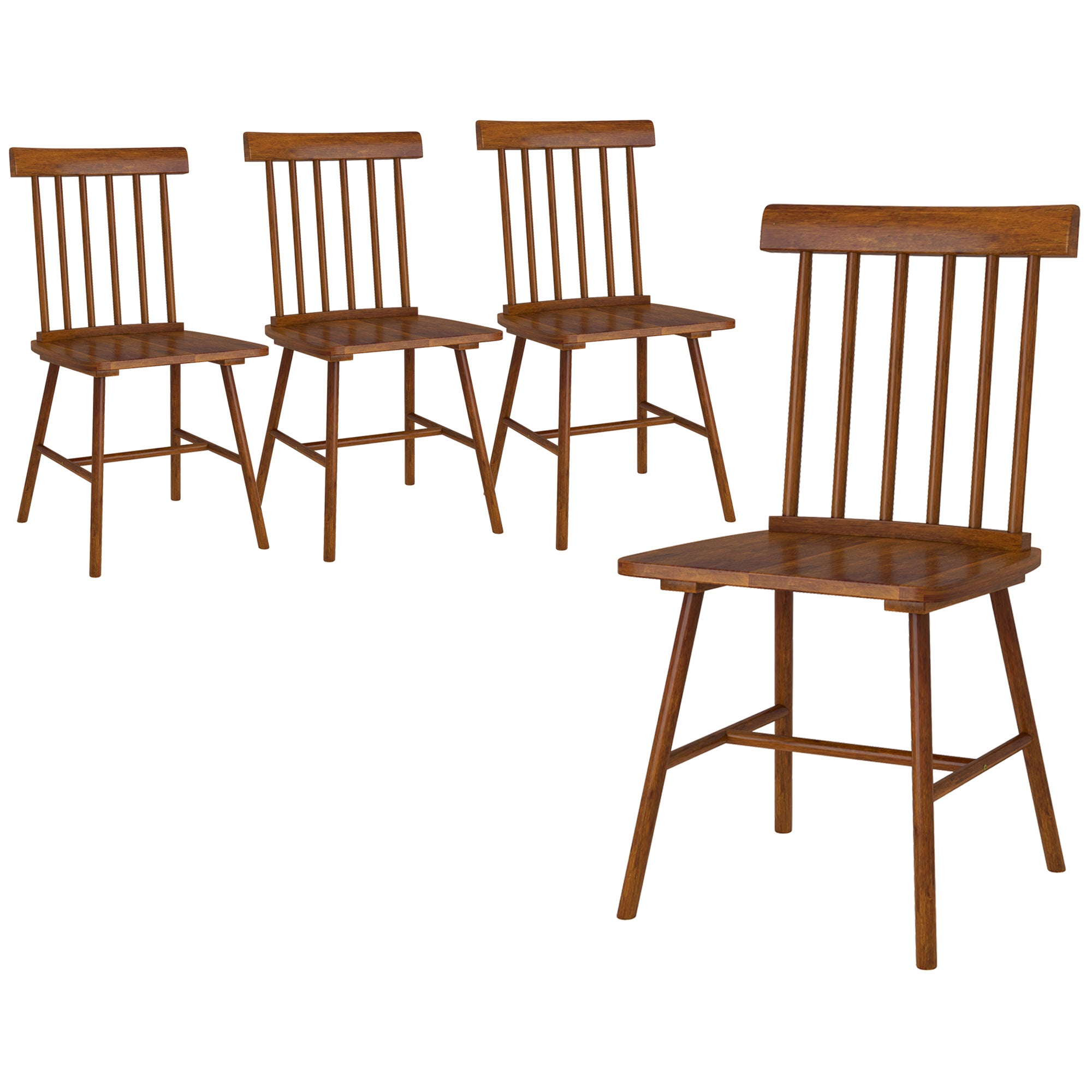 Dining Chairs Set of 4, Farmhouse Wood Kitchen Chairs with Rubber Wood Frame, Spindle Back for Dining Room, Light Brown
