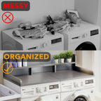 Practical Washer Dryer Countertop with Non-slip Pads, Wood Shelf Topper with Edge, Double Layer Organizer, 54" L x 27.5" W x 12" H, Grey
