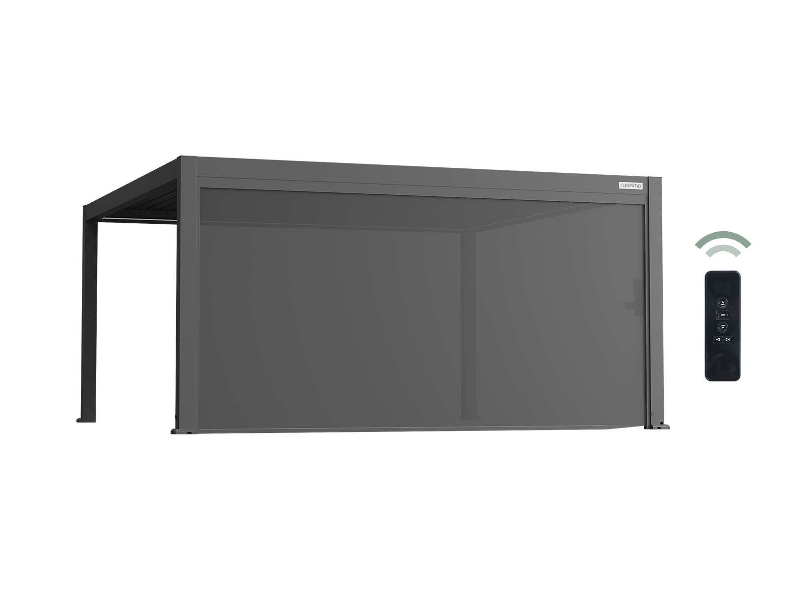 Motorized Roller Shades 16' Side Gray - Motorized Pergola Privacy Screen with Aluminum Track