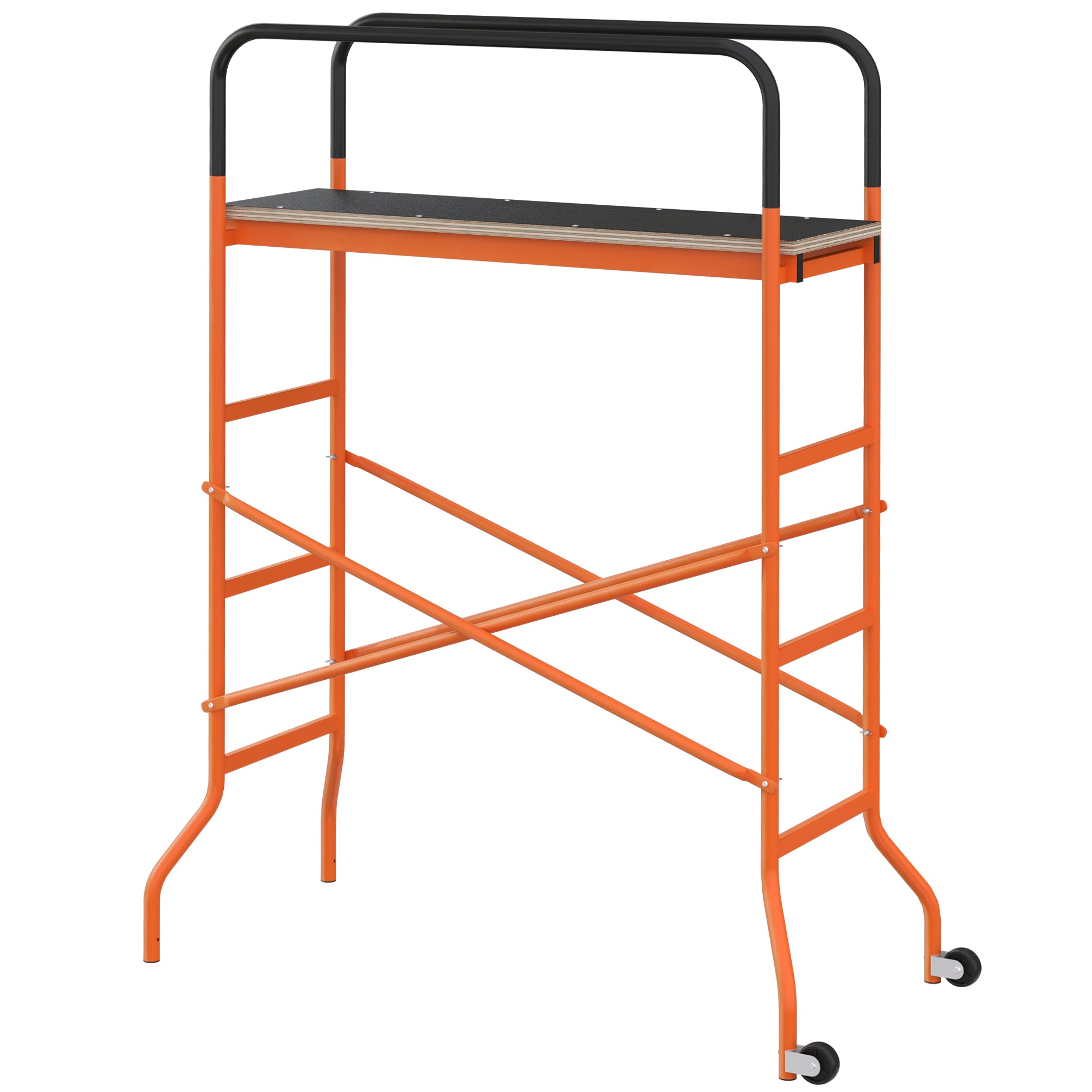 Scaffolding Work Platform, Rolling Scaffolding with Wheels, Scaffold for Building Construction, Orange