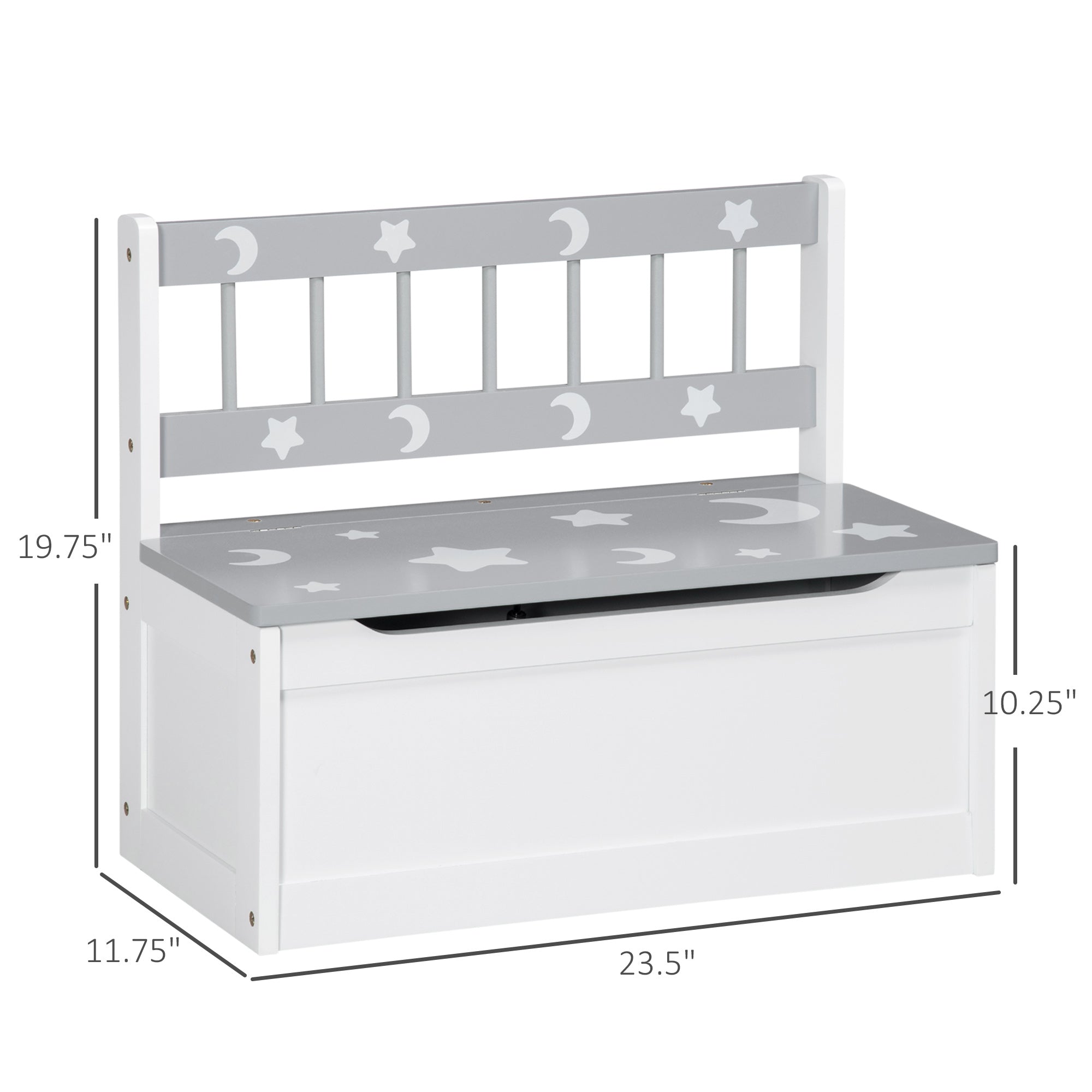 Toddler Toy Box Storage Bench with Large 27 Liter Interior, Kids Storage Bench Seat with Storage for Toddler Playroom Furniture, Kids Bedroom Furniture, Toy Organizer and Storage Bin, Gray