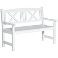 2-Seater Wooden Garden Bench, 4FT Outdoor Patio Loveseat with Unique X-Shape Back for Yard, Lawn, Porch, White
