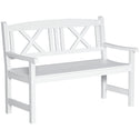 2-Seater Wooden Garden Bench, 4FT Outdoor Patio Loveseat with Unique X-Shape Back for Yard, Lawn, Porch, White