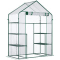 5' x 2.5' x 6.5' Mini Walk-in Greenhouse Kit, Portable Green House with 3 Tier Shelves, Roll-Up Door, and Weatherized Plastic Cover for Backyard Garden, Clear