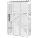 Outdoor Catio Cat Enclosure, Large Wooden Cat House with 6 Jumping Platforms, Scratching Post, 2 Ramps, for 2-3 Kittens