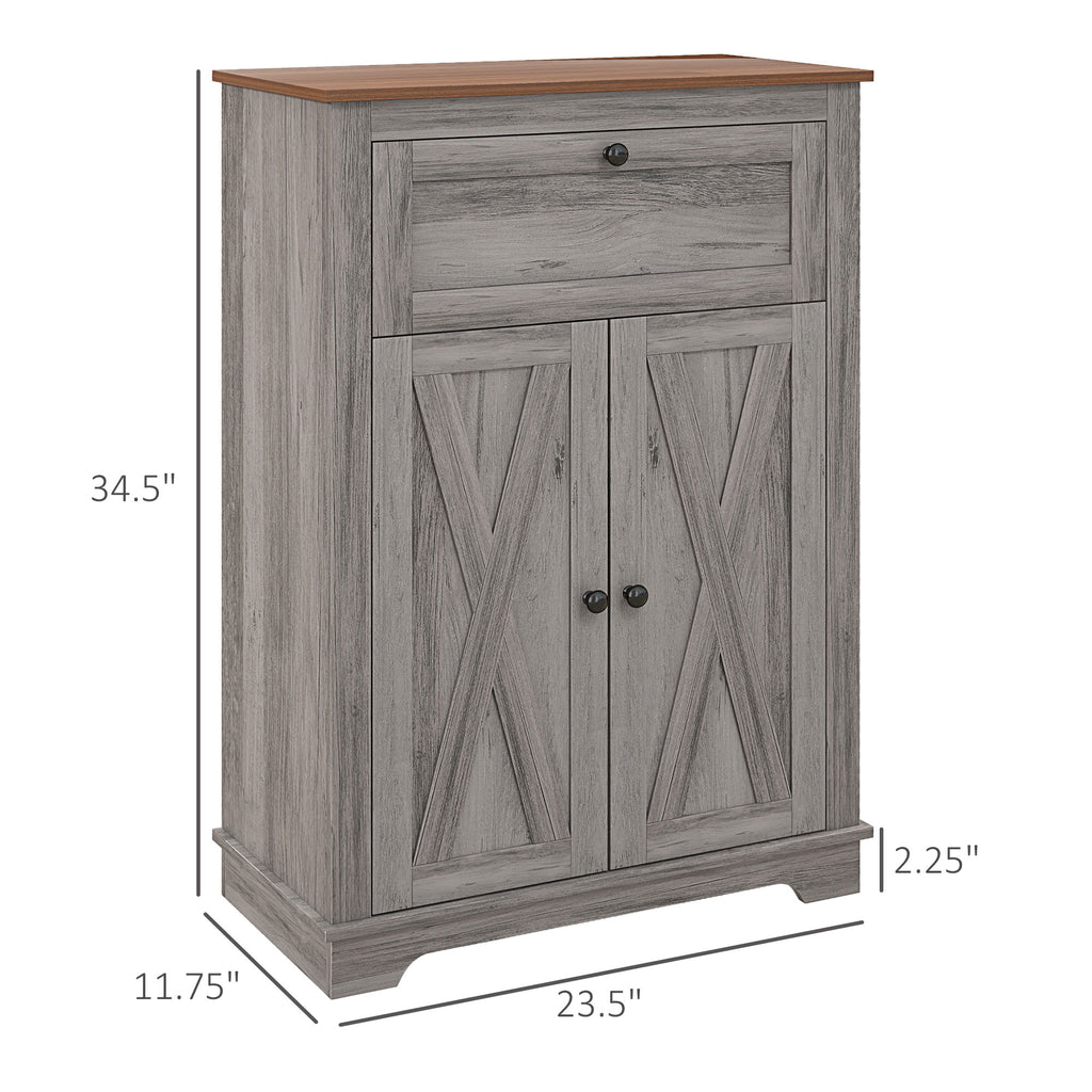 Farmhouse Sideboard Storage Cabinet with Doors and Drawer for Kitchen, Living room, 23.5"x11.75"x34.5", Gray