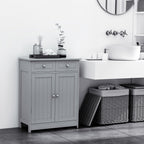 Freestanding Bathroom Floor Cabinet, Wooden Bathroom Cabinet with 2 Doors, 2 Drawers and Adjustable Shelf, Gray