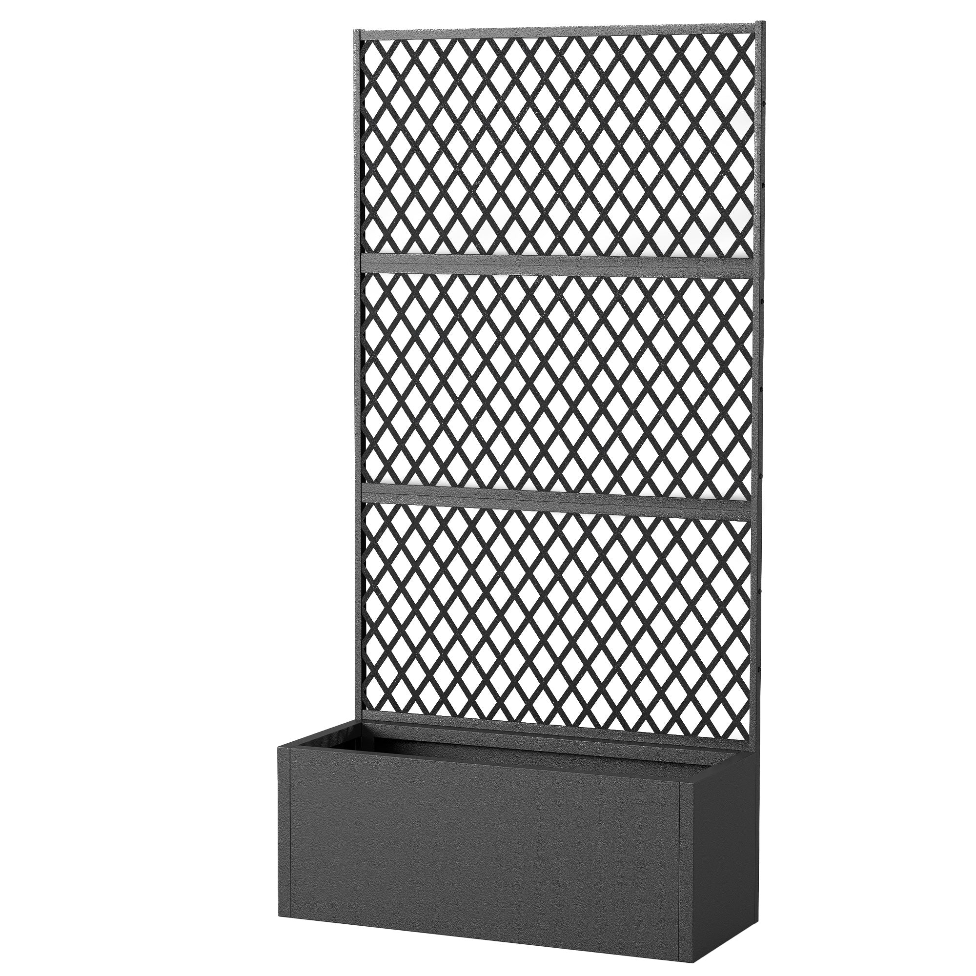 Metal Planter Box with Trellis, Raised Garden Bed with Trellis, Diamond Lattice Privacy Planter for Climbing Plants