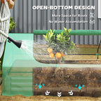 8.6 x 3 x 1ft Metal Planter Box with Mini Greenhouse, Galvanized Raised Garden Bed with Cover for Herbs and Vegetables, Small Greenhouse for Patio Garden Balcony, Green and Silver